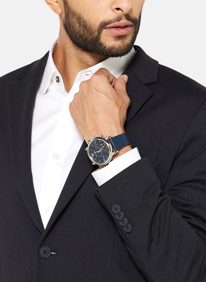 EMPORIO ARMANI Men Chronograph Blue Leather Watch  AR11451 - Image 5